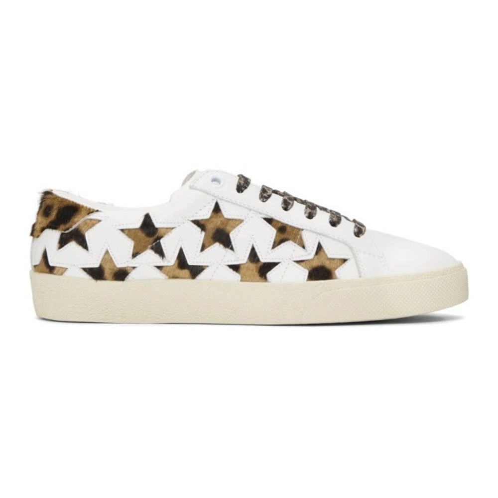 Saint Laurent White and Brown Star Sneakers